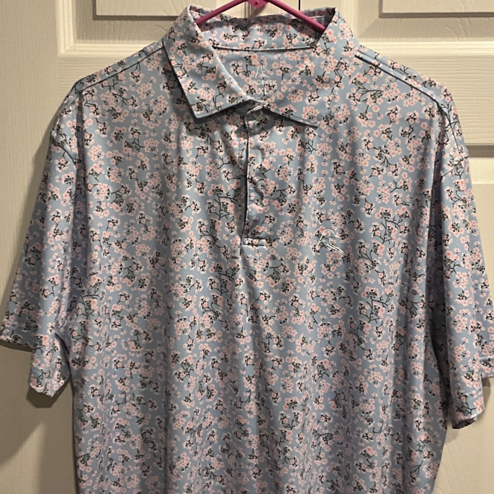Rhoback Light Blue Floral Polo Shirt